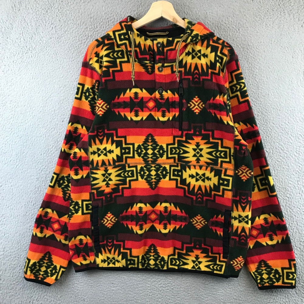 Dravus Mens Aztec Print Fleece Hoodie Pullover X Large
